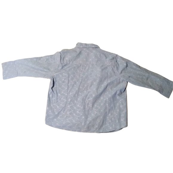 JACKIE BLUE Ladies Embroidered Floral Blue Button-up Blouse with 3/4 Sleeve XL - Picture 2 of 4